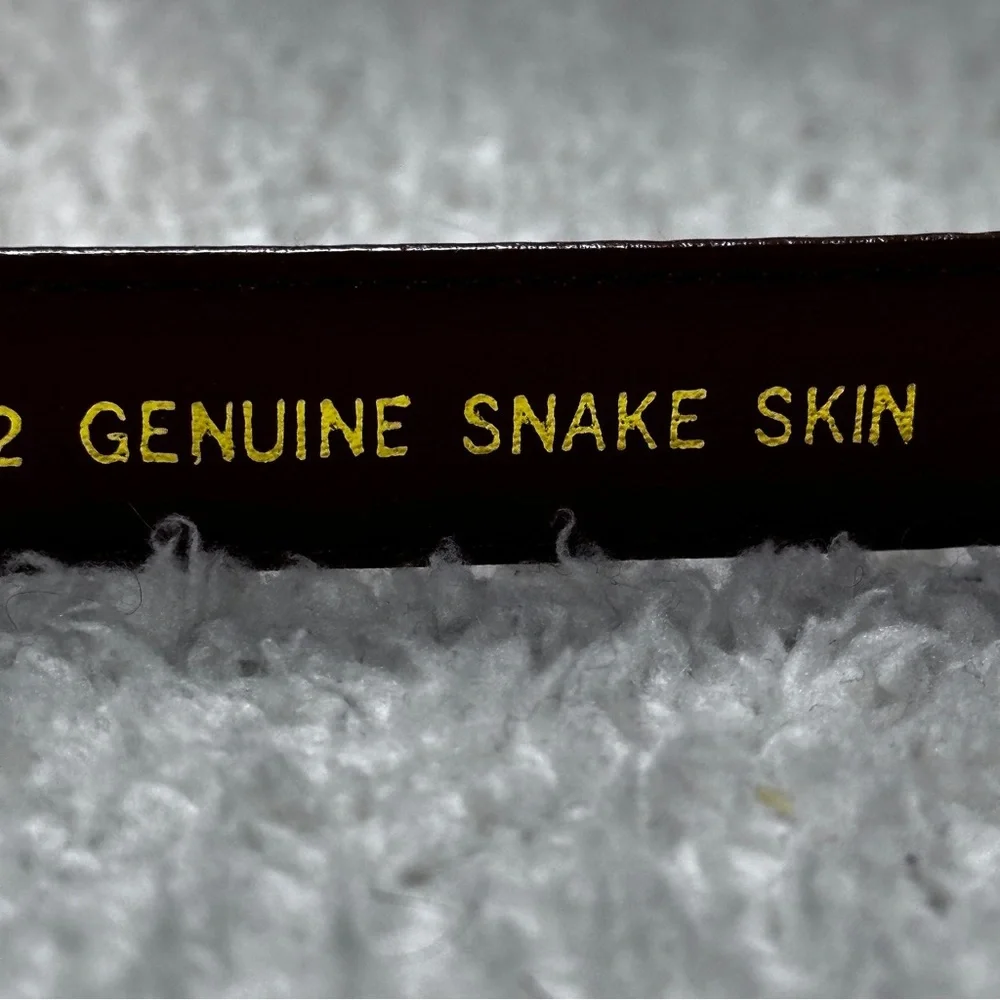 Milor genuine snake 🐍 skin caramel  belt, gold & silver slim buckle S/M EUC!